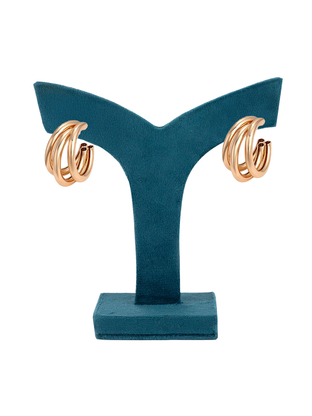 Set of 2 Rose Gold Plated hoop and drop hoop Earrings for women and girls