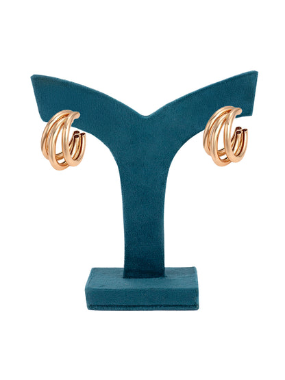 Set of 2 Rose Gold Plated hoop and drop hoop Earrings for women and girls
