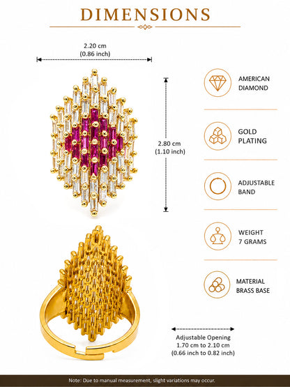 Gold Plated Pink AD Finger Rings for Women