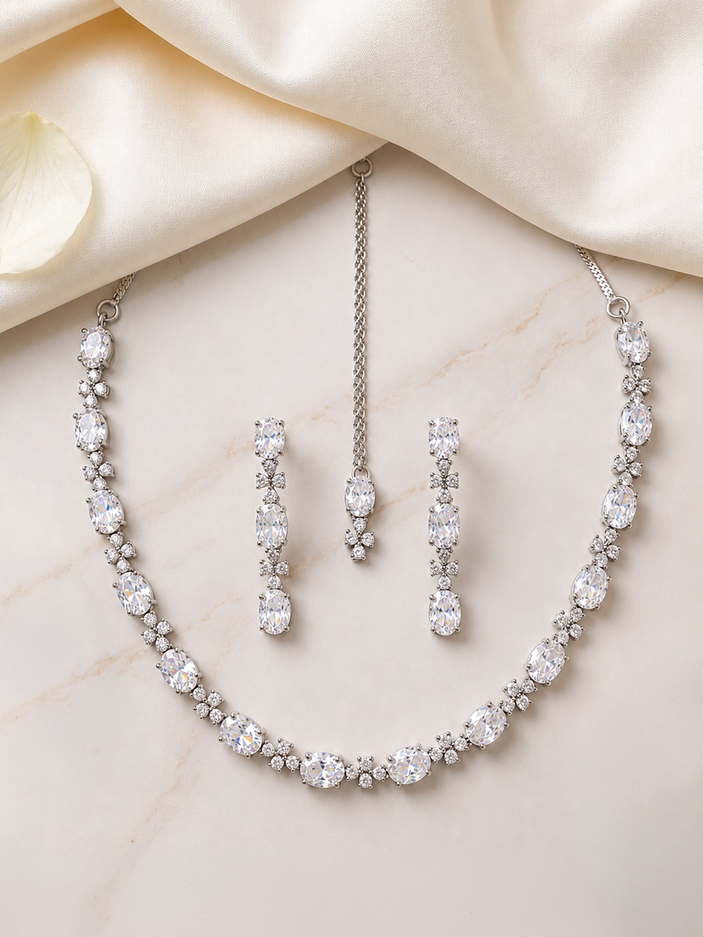 Silver Plated  AD Jewellery Set for Women