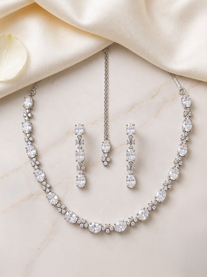 Silver Plated  AD Jewellery Set for Women