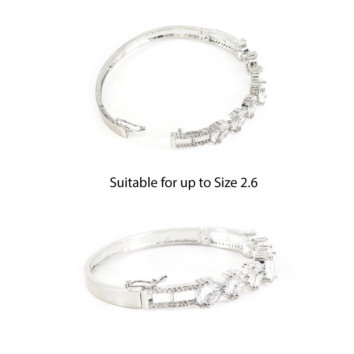 Silver Plated White AD Bangle Bracelet for Women