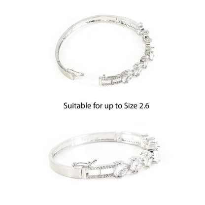 Silver Plated White AD Bangle Bracelet for Women