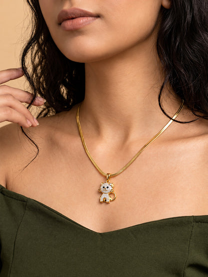 Gold Plated Kitty AD Pendant for Girls