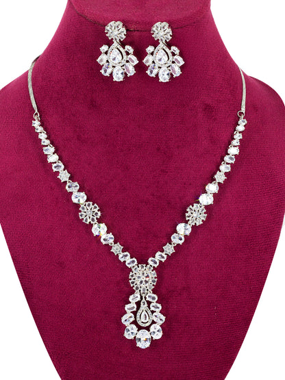 American Diamond Floral Designer Statement Jewellery Set
