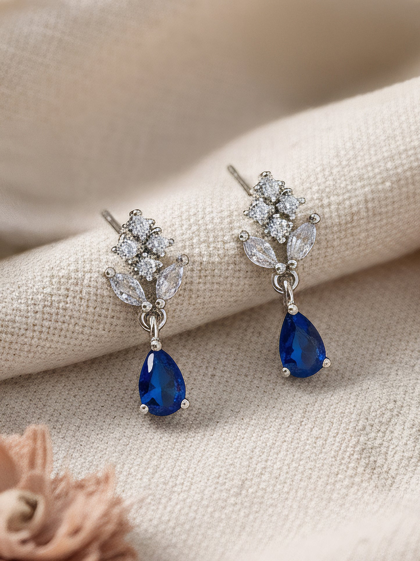 Silver Plated Blue Drop Earrings for Women