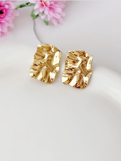Stainless Steel Anti Tarnish Crushed Stud Earrings