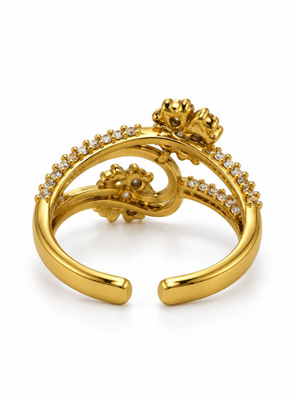 22K Gold Plated AD Finger Ring for Women