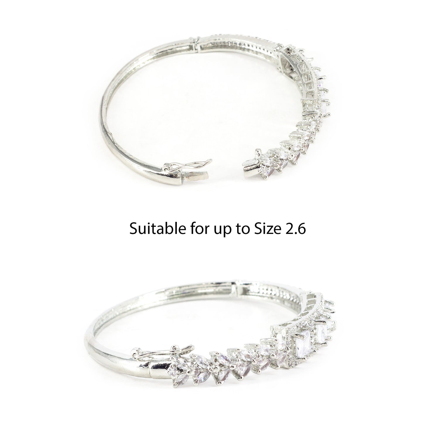 Silver Plated AD Bangle Bracelet for Women