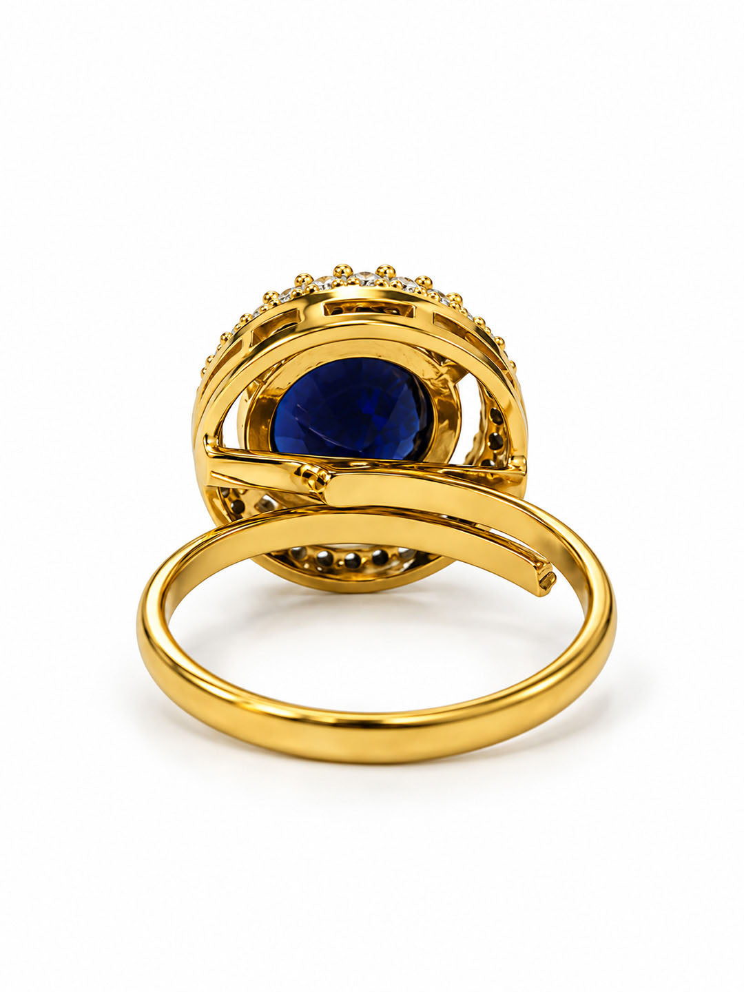 22K Gold Plated Blue AD Finger Ring for Women