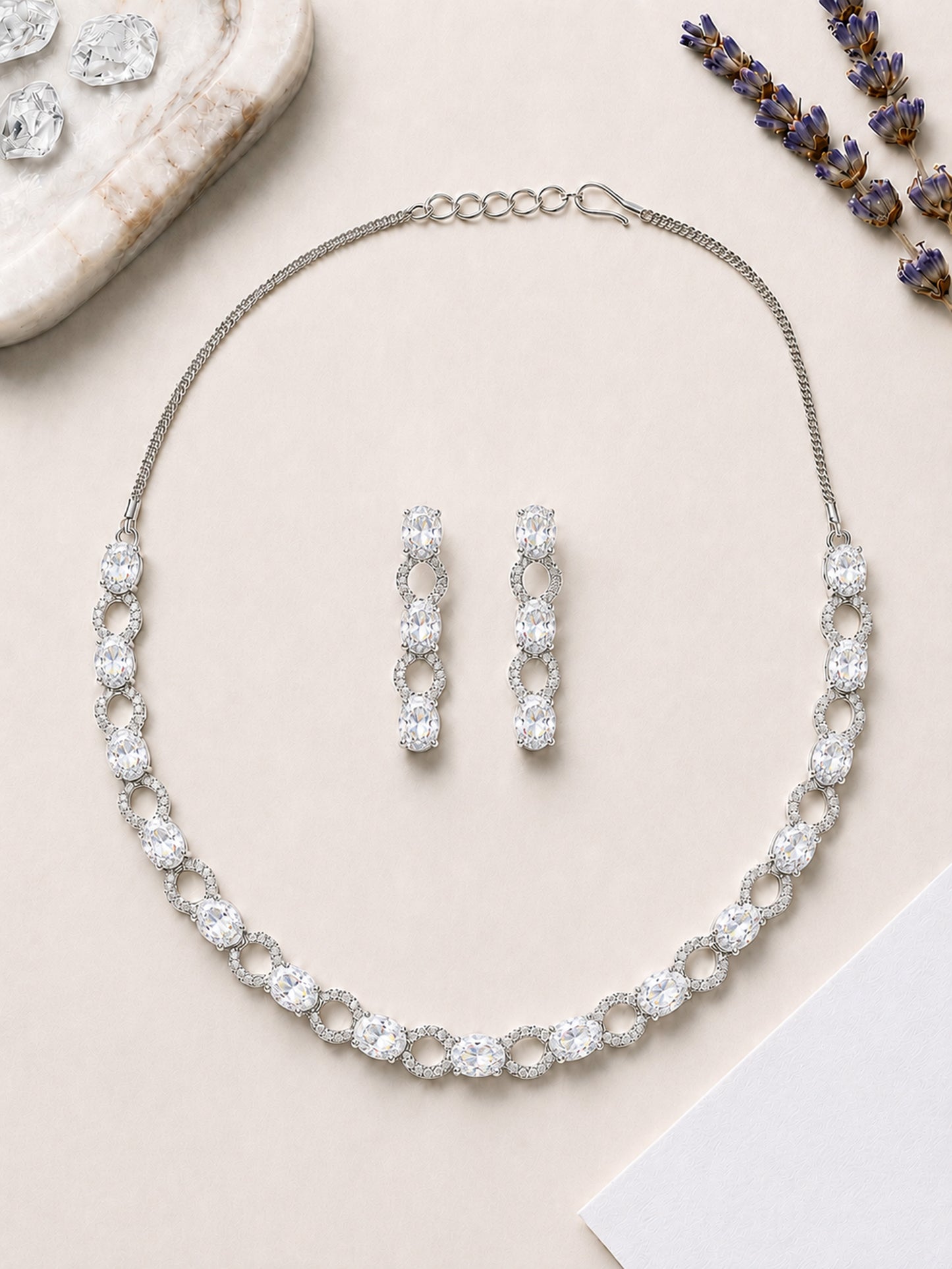 Silver Plated AD Choker Set for Women