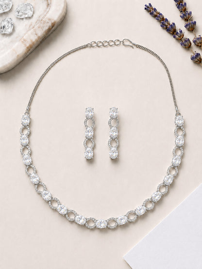 Silver Plated AD Choker Set for Women