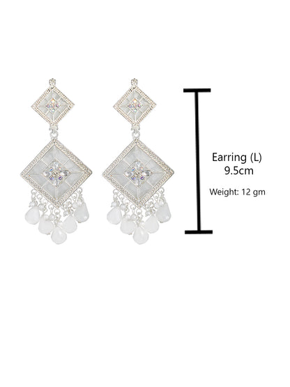 Floral Marble Finish Drop Earrings