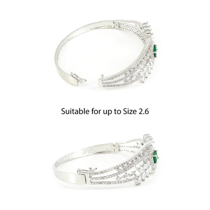 Silver Plated Green AD Bangle Bracelet for Women