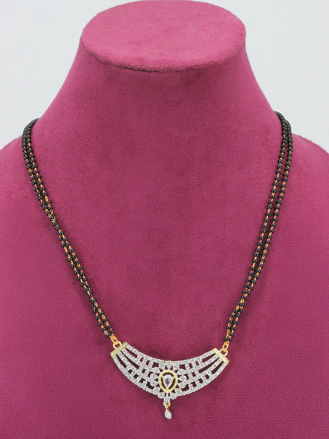American Diamond & Black Beaded Mangalsutra