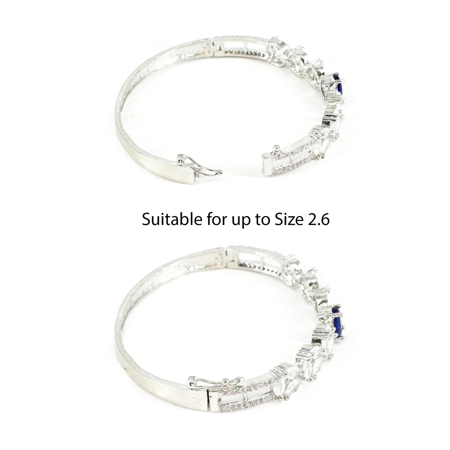 Silver Plated Blue AD Minimal Bangle Bracelet for Women