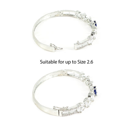 Silver Plated Blue AD Minimal Bangle Bracelet for Women