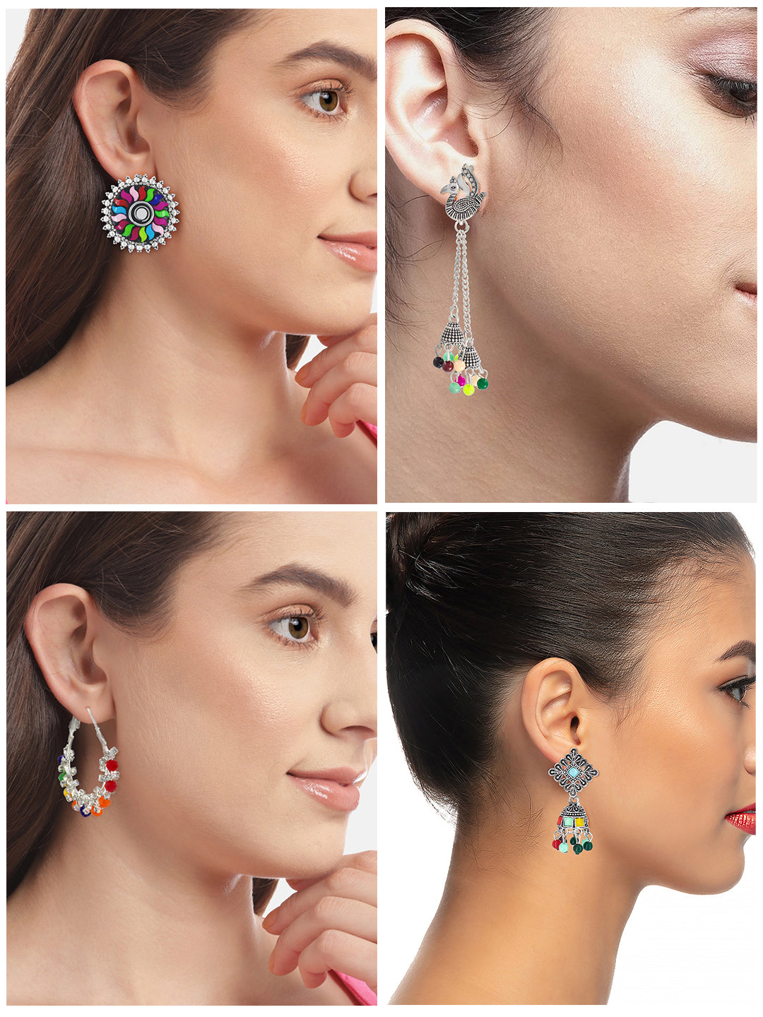 Pack of 6 Multicolor Oxidized Earrings