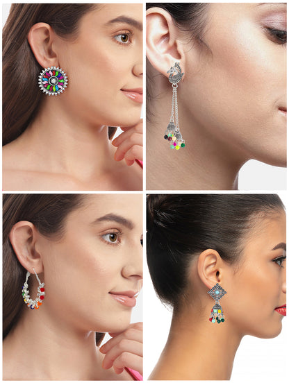 Pack of 6 Multicolor Oxidized Earrings