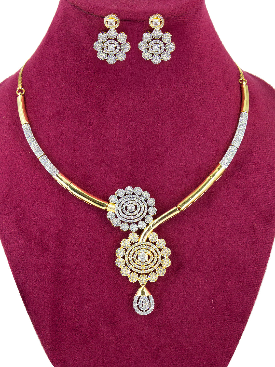 Gold Plated AD Minimal Designer Jewellery Set For Women
