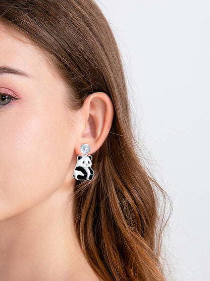 PRIVIU Set Of 3 Cute Panda Earrings Set For Women And Girls
