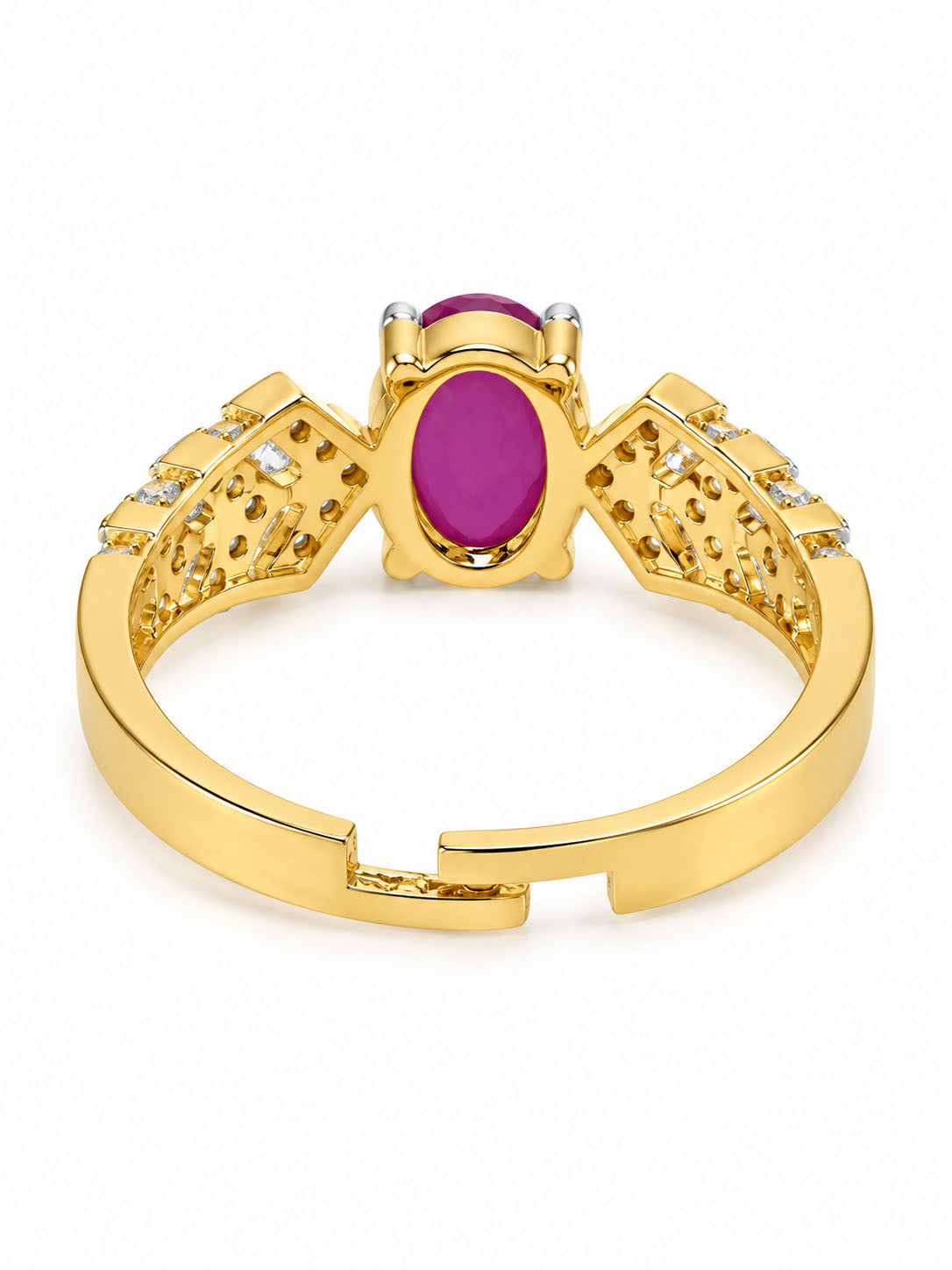 Gold Plated Ruby AD Finger Ring for Women
