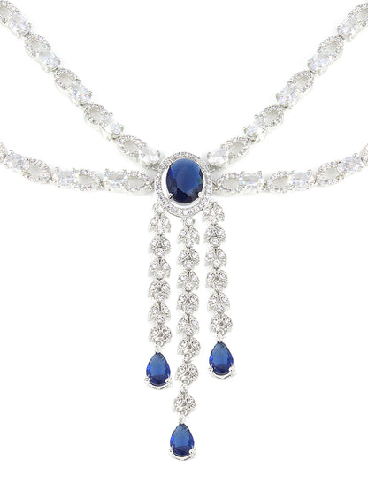 Silver Plated Blue AD Statement Jewellery Set