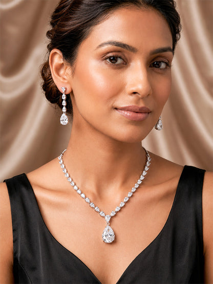 Silver Plated AD Jewellery Set for Women