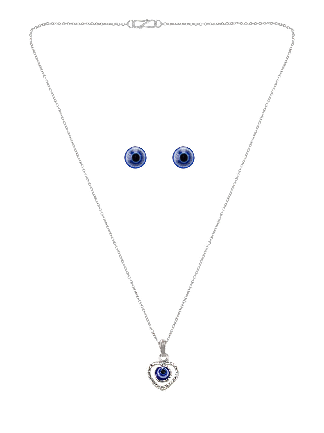 Evil Eye Heart Pendant & Studs Set