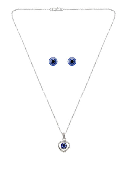 Evil Eye Heart Pendant & Studs Set