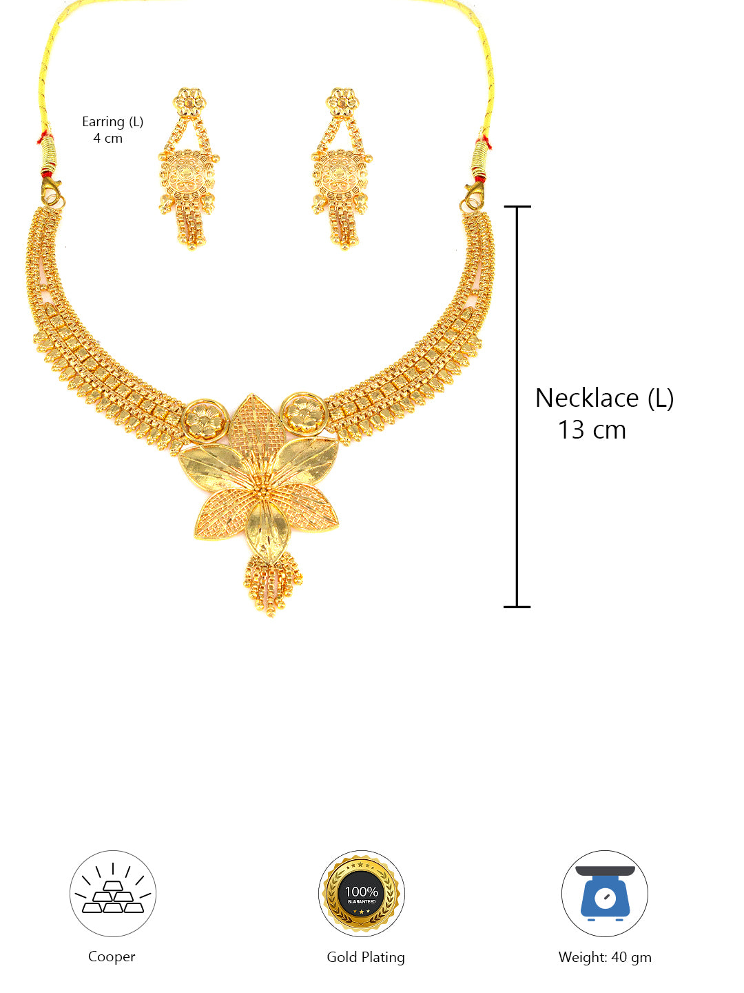 Gold-Plated Floral Design Jewellery Set For Women