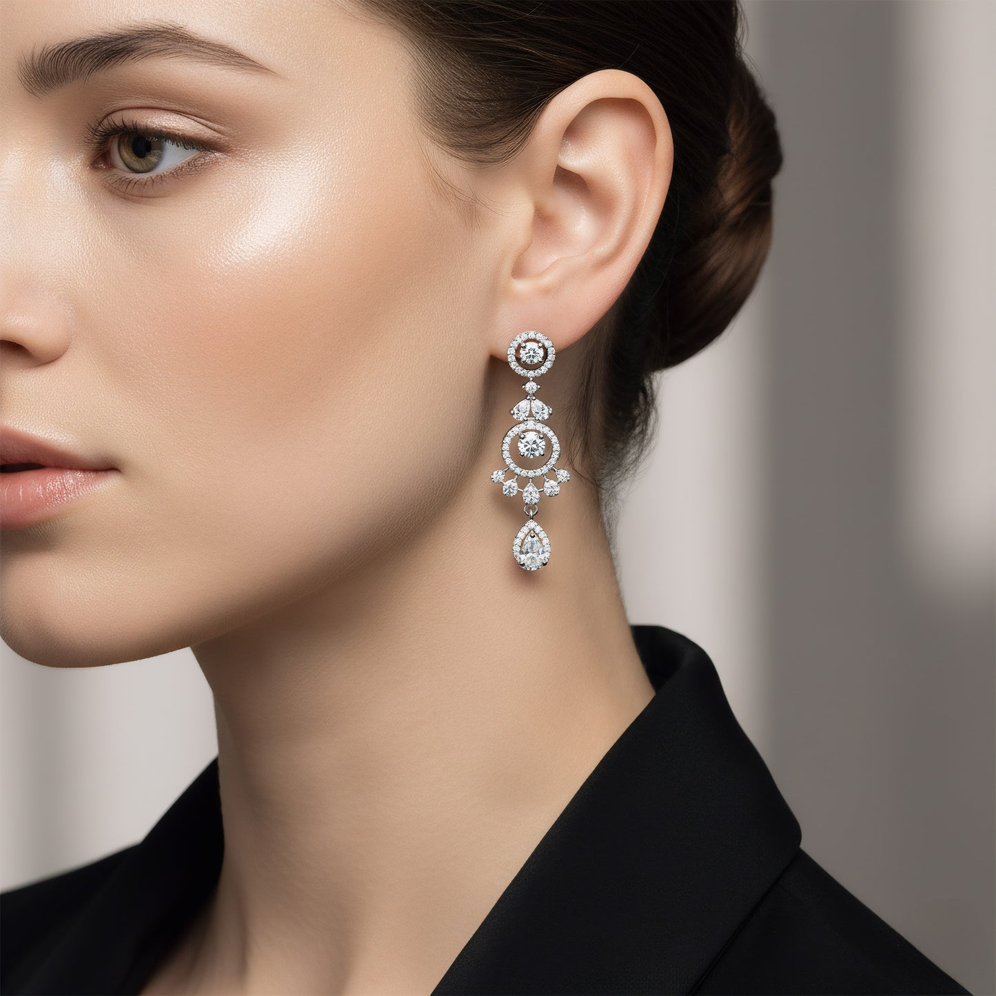 Silver Plated White AD Designer Earrings for Women