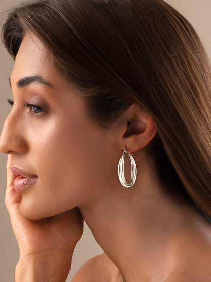 Silver Plated Multi Hoop Earrings