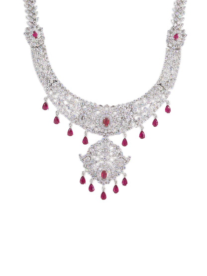 Silver Plated American Diamond Bridal Jewellery Set for Women