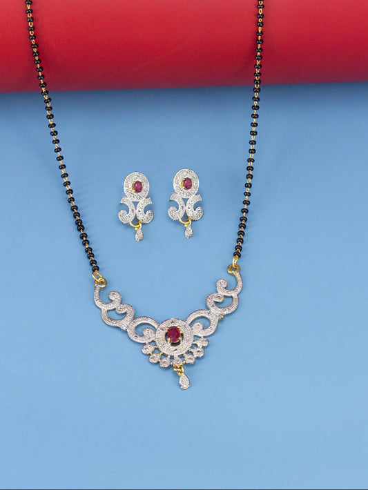 Red American Diamond Mangalsutra Set