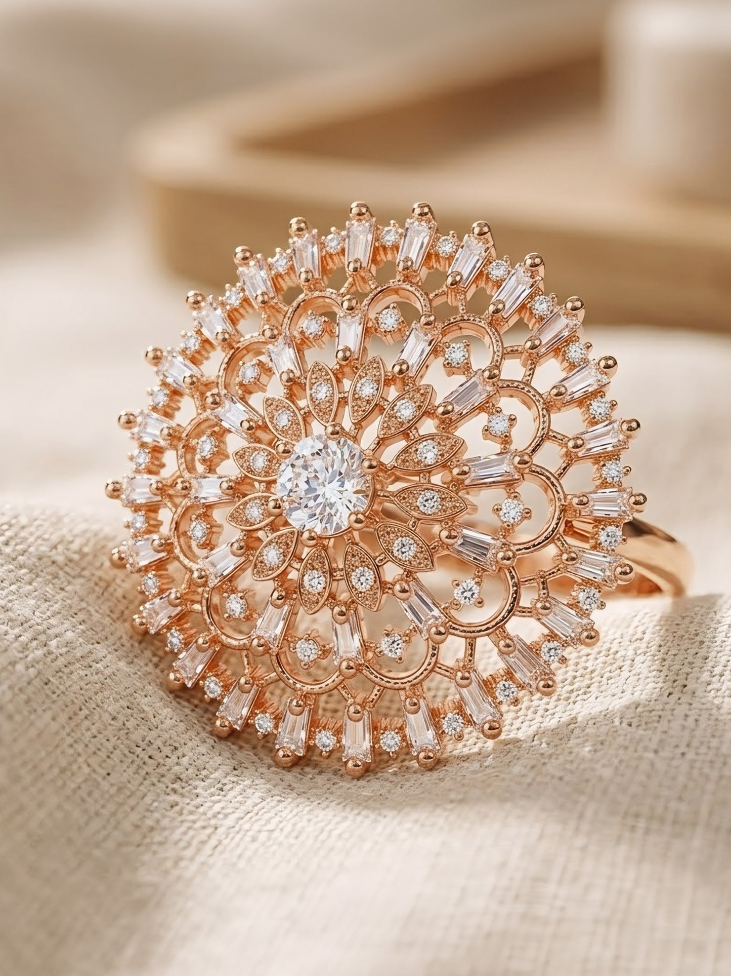 Rose Gold Plated AD Ring for Women