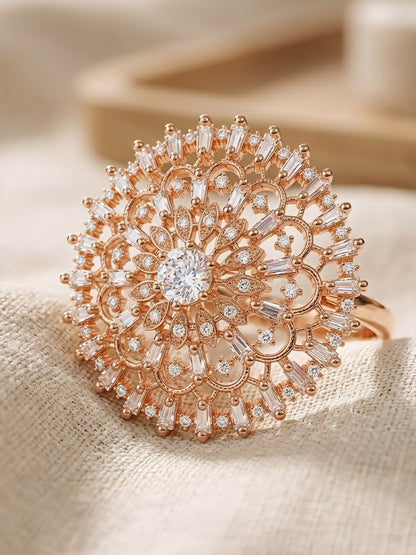 Rose Gold Plated AD Ring for Women