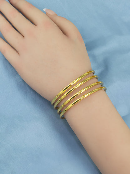Set of 4 Brass Minimal Anti-Tarnish Bangles