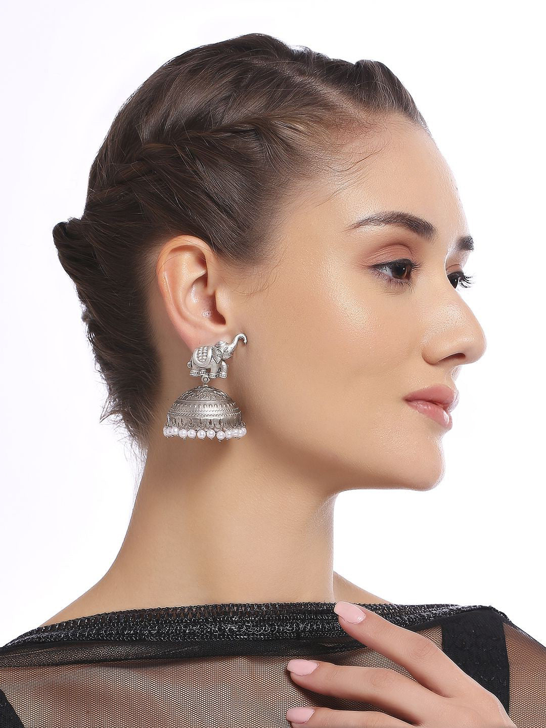 Elephant Beads Drop Jhumka Earrings