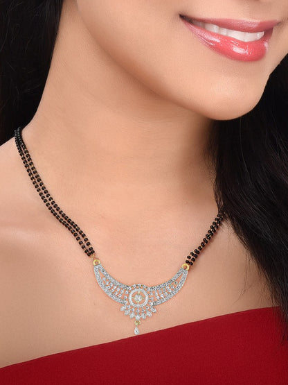 American Diamond & Black Beaded Mangalsutra