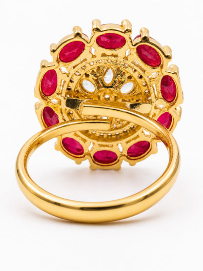 Gold Plated Red AD Finger Ring for Women