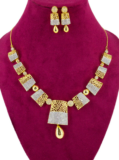 Gold Plated AD Cocktail Jewellery Set For Women