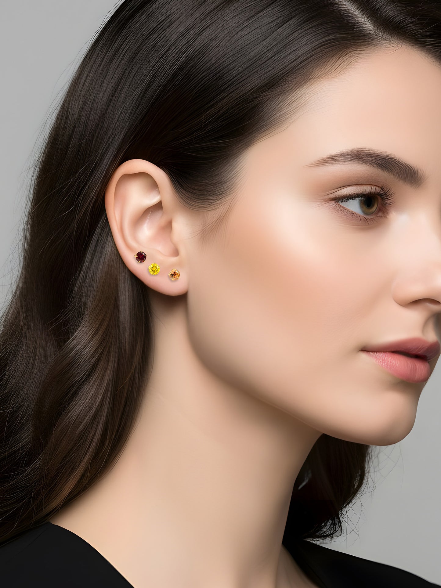 Set of 6 AD Stud Earrings for Women