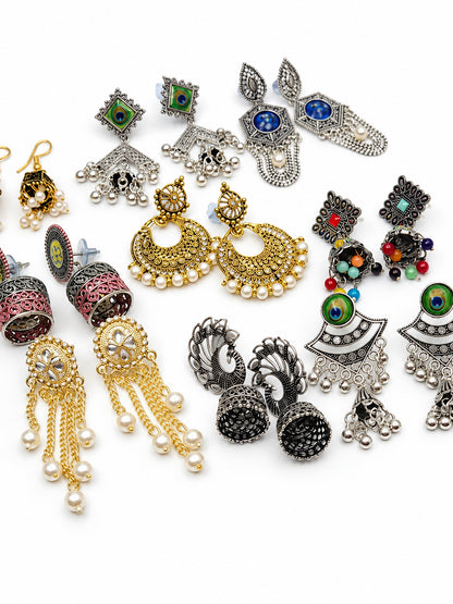 Set of 9 Jhumka Earrings for Women