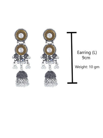 Dual Tone Gold &  Long Jhumki Earrings