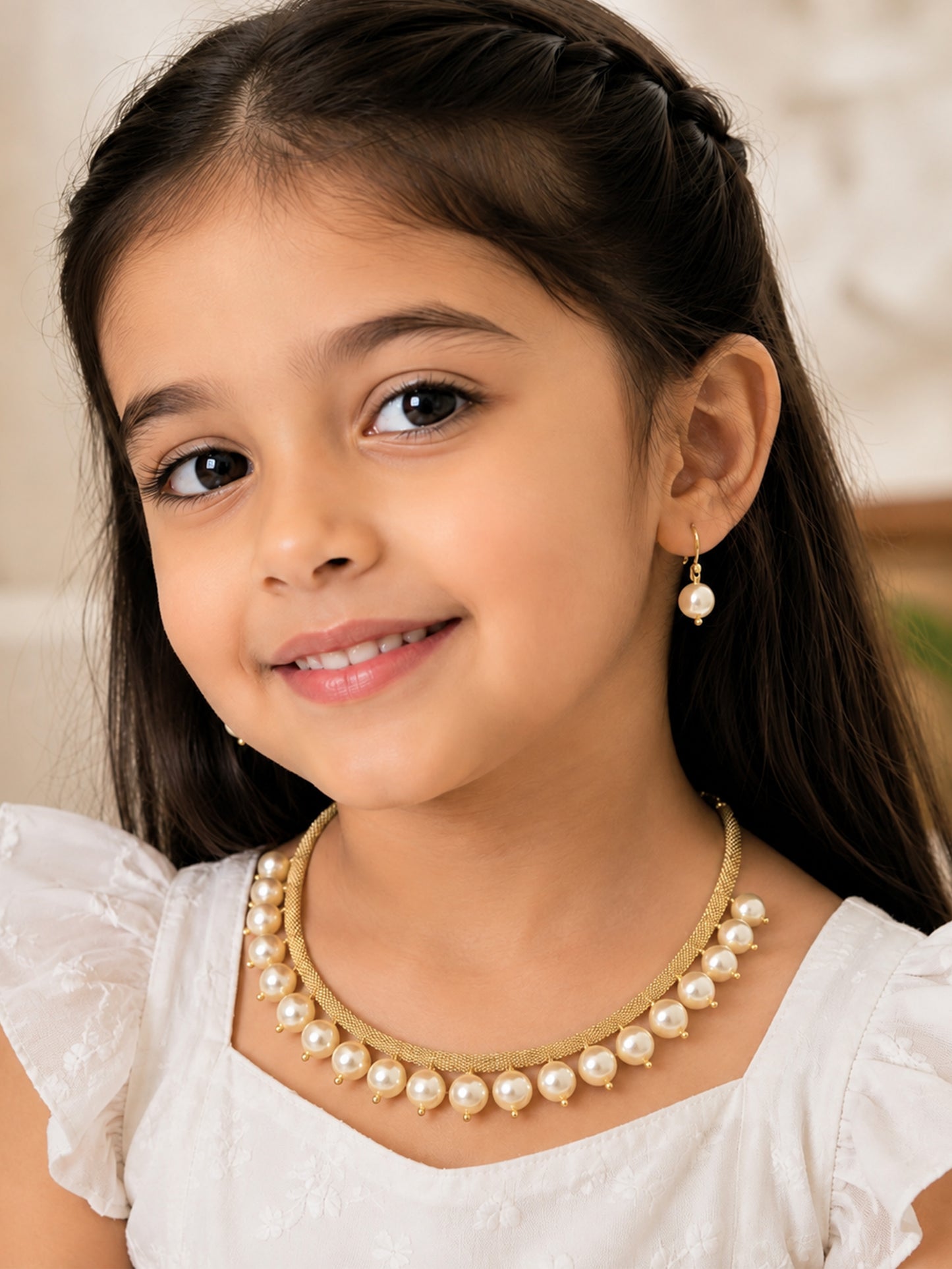 Gold Plated Pearl Jewellery Set for Girls