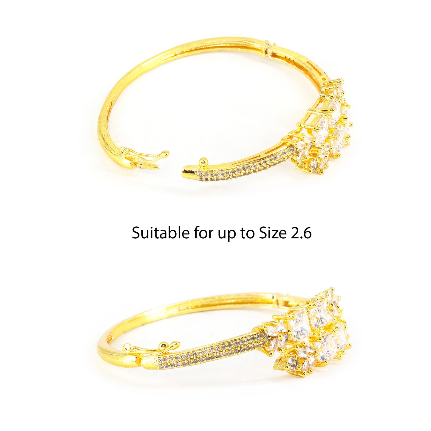 Gold Plated White AD Bangle Bracelet for Women
