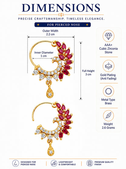 Gold Plated Red AD Nosering for Women