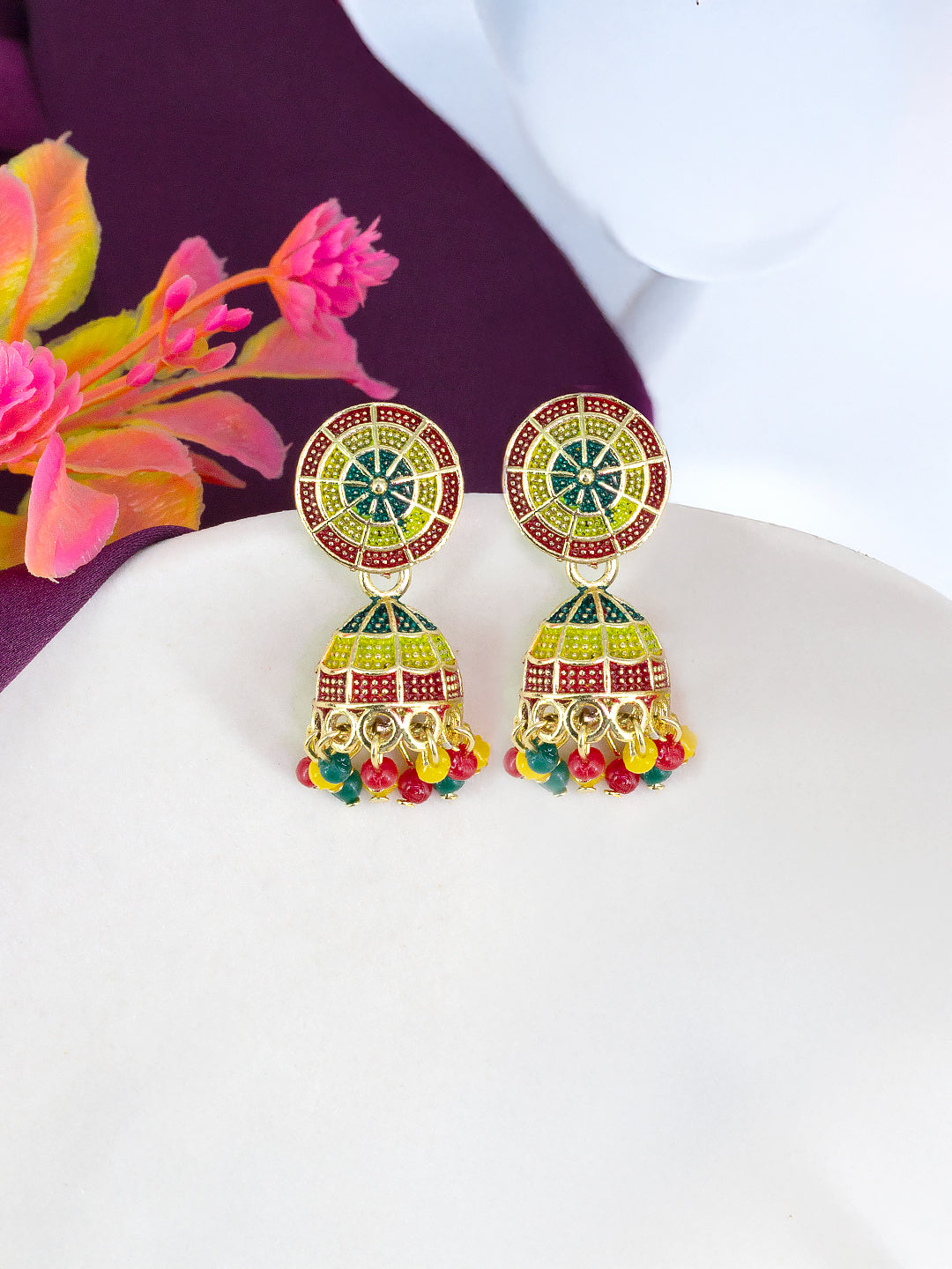 Pack of Six Multicolour Jhumki & Drop Earrings