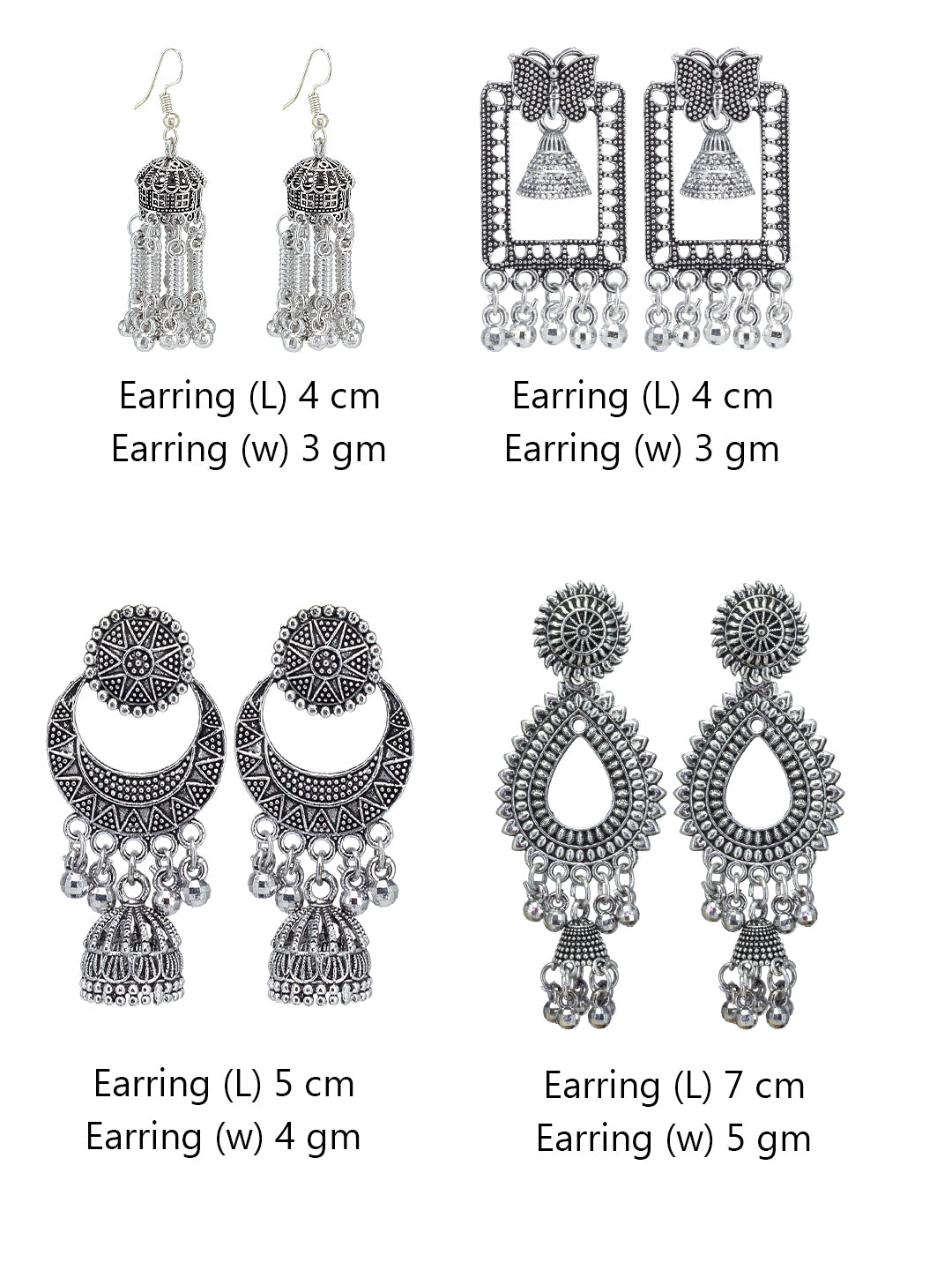 Set of 4 Flora & Butterfly Chandbali & Jhumki Earrings